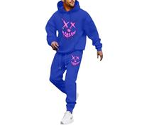 RUMAOZIA Chándal para hombre Halloween Chándal de 2 piezas con capucha y pantalones de chándal Smiling Face Smile Trend Fashion Streetstyle Print Y2K Hip Hop Tracksuit Baggy Streetwear Sportanzug