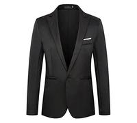 RUMAOZIA Chaqueta de hombre, blanca, elegante y casual, slim fit, de un botón, para otoño e invierno, blazer de negocios para bodas, con solapa estampada, O negro., XXL