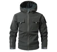 RUMAOZIA Chaqueta de softshell para hombre, forro polar cálido militar, chaqueta cortavientos con cremallera, chaqueta con capucha con softshell, chaqueta de transición para trabajo, pesca, caza