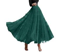 RUMAOZIA Falda de tul para mujer, falda larga de 7 capas, falda de torta, elegante, suave, para carnaval, danza, vestido de baile, falda de tutú, falda de ballet para adultos, Verde militar., Talla