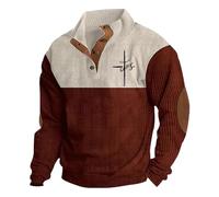 RUMAOZIA Jersey cristiano para hombre con cuello alto, sudadera con botones de Jesús, clásico patchwork medieval, suéter gótico de invierno, parte superior de Pascua, cómodo jersey de entretiempo, O