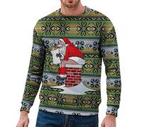 RUMAOZIA Jersey de Navidad para hombre, cuello redondo, suéter de Navidad, otoño e invierno, camiseta de manga larga, sin capucha, sudadera moderna con estampado navideño para hombre, estilo de fiesta