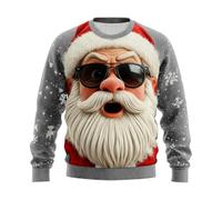 RUMAOZIA Jersey de Navidad para hombre, feo, divertido, suéter de Navidad, disfraz de Papá Noel, suéter de Navidad para hombre, estampado 3D, suéter navideño para hombre, cuello redondo, suéter feo, O