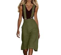 RUMAOZIA Peto para mujer, de verano, hasta la rodilla, con tirantes, de pierna ancha, sin mangas, con tirantes, elegante, holgado, para oficina, con bolsillo, con tirantes, estilo informal, O Verde, M