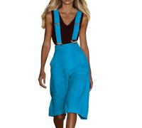 RUMAOZIA Peto para mujer, de verano, hasta la rodilla, con tirantes, de pierna ancha, sin mangas, con tirantes, elegante, holgado, para oficina, con bolsillo, con tirantes, estilo informal, O azul., M