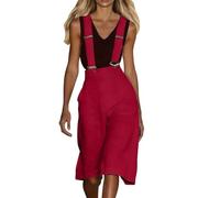 RUMAOZIA Peto para mujer, de verano, hasta la rodilla, con tirantes, de pierna ancha, sin mangas, con tirantes, elegante, holgado, para oficina, con bolsillo, con tirantes, estilo informal, O rojo., M