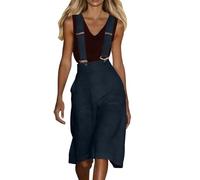 RUMAOZIA Peto para mujer, de verano, hasta la rodilla, con tirantes, de pierna ancha, sin mangas, con tirantes, elegante, holgado, para oficina, con bolsillo, con tirantes, estilo informal, O Navy, M