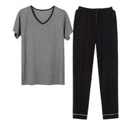 RUMAOZIA Pijama para hombre Schiesser modal cálido pijama de dos piezas largo conjunto suave ropa de dormir con camiseta de manga corta y pantalones de pijama para hombres ropa de dormir ropa de