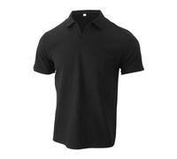 RUMAOZIA Polo de manga corta para hombre, camiseta básica monocolor, camiseta básica para hombre con cuello, polo de corte ajustado, sin botones, camiseta funcional elegante de verano, O negro., XL