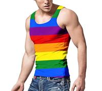 RUMAOZIA Pride Outfit Camiseta de tirantes para hombre, de algodón, multicolor, con bandera de arcoíris, CSD LGBT-Q, con tolerancia de amor, LGBTQ, camiseta para deporte, chaleco gay LGBT, P Orange, S