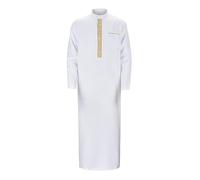 RUMAOZIA Ropa árabe hombres musulmanes caftán abaya túnica de hombre tripulación cuello alto tóbe árabe oración juramento ropa islámica de Oriente Medio ropa de oración para hombres, O blanco., M