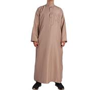 RUMAOZIA Ropa Árabe para Hombre Musulmán Kaftan Abaya para Hombre Vestimenta Túnica Cuello Redondo Thobe Árabe Ropa de Oración Eid Ropa Islámica del Medio Oriente Ropa de Oración para Hombres, Z caqui