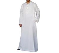RUMAOZIA Ropa Árabe para Hombres Musulmanes Kaftan Abaya para Hombres Vestimenta Robe Tripulación Cuello Redondo Thobe Árabe Ropa de Oración Eid Ropa Islámica Del Medio Oriente Ropa de Oración para