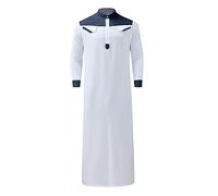 RUMAOZIA Ropa musulmana para hombre de algodón Jilbab Abaya para hombre, caftán, algodón, patchwork, musulmán, manga larga, tóbe, muselina, camisa de cuello alto, vestidos musulmanes retro, camisas de