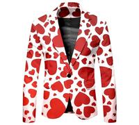 RUMAOZIA Sakko Traje de San Valentín para hombre, con estampado de corazón, corte ajustado, chaqueta de traje con estampado de corazón, chaqueta de negocios, boda, ocio, fiesta, trajes de hombre