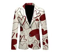 RUMAOZIA Sakko Traje de San Valentín para hombre, con estampado de corazón, corte ajustado, chaqueta de traje con estampado de corazón, chaqueta de negocios, boda, ocio, fiesta, trajes de hombre
