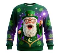 RUMAOZIA St Patrick's Day Outfit Herren Damen Unisex Pullover, Divertido 3D Leprechaun Print auf Grünem Sweatshirt, weiche Luftiges Material Langarm Männer und Frauen für Irish Day Festival Kleidung