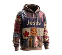 RUMAOZIA Sudadera con capucha para hombre con estampado de letras de Jesús, monocolor, holgada, cómoda, cálida, de invierno, corte regular, camiseta deportiva, sudadera con capucha, informal, para