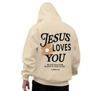 RUMAOZIA Sudadera con capucha para hombre con estampado de letras, sudadera con capucha Love Like Jesús, sudadera con capucha con gráfico cristiano, sudadera con capucha de gran tamaño, para invierno