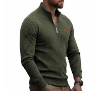 RUMAOZIA Sudadera de cuello alto para hombre, cuello alto con cremallera 1/4, sudadera de pana de manga larga, suéter de trabajo, sin capucha, jersey básico de invierno, corte delgado, camisetas