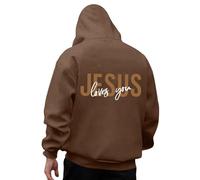 RUMAOZIA Sudaderas con capucha con estampado de Jesús para hombre, sudadera de gran tamaño Jesús Saved My Life Suéter con capucha de manga larga de gran tamaño, suéter suelto con estampado de letras y