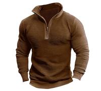 RUMAOZIA Sudaderas de pana con cremallera para hombre, moda occidental, manga larga, entrenamiento, cuello alto, invierno, otoño, bordado, sentado, gótico, Y2K, divertido, holgado, sudaderas, café, L