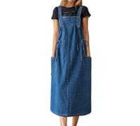 RUMAOZIA Vestido de peto vaquero para mujer, vestido largo con tirantes, informal, vaquero, falda ajustable, tirantes ajustados, vestido informal con bolsillos, vestido vaquero, falda vaquera aireada