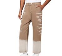 RUMAOZIA Y2K Jeans Herren Baggy Gradient Stretch Hosen weite Cut Denim Loose Denim Outdoor Streetwear Straight Leg Skater Jeans Bootcut Herrenjeans im Cowboy Style für Hip Hop und Party, marrón, XXL
