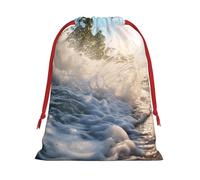 Rumbling Ocean Palm Trees - Bolsas de regalo con cordón de varios tamaños, bolsas de regalo de tela, para cumpleaños, regalos de vacaciones y mucho más