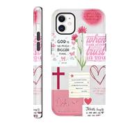 RUMDEY Funda de teléfono para iPhone 11 de 6.1 pulgadas, diseño estético de collage de citas de Jesús, diseño estético 2 en 1, funda de protección a prueba de golpes para mujeres y niñas