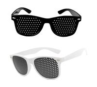 Rumgug 2 Piezas Gafas Estenopeicas Antifatiga, Anteojos Estenopeicos Unisex Gafas Reticulares Antimiopía, Pinhole Glasses de Rejilla Antifatiga de Corrección de la Visión Perforadas (Negro, Blanco)