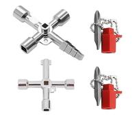 Rumgug 2 Piezas Multifunción de 4 Vías para Contadores de Agua y Ascensores, Llave Utilidad 4-Puntas Triangular para Servicios y Emergencias, Uso Doméstico (Set C)