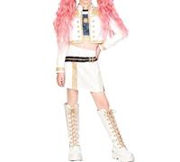 Rumi K-pop disfraz infantil, Disfraz demon Zoey Mira, k-pop, cosplay demon hunter carnaval y Halloween; conjunto inspirado idol asiática (Rumi Blanco, 3-4)