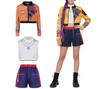 Rumi K-pop disfraz infantil, Disfraz demon Zoey Mira, k-pop, cosplay demon hunter carnaval y Halloween; conjunto inspirado idol asiática (Amarillo Rumi, 3-4)