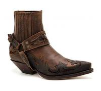 RUMITY Botas de cuero de punta de moda retro Pu botas de caballero con tirantes de cuero impermeables botas de moda, 38-48(Marrón,41)