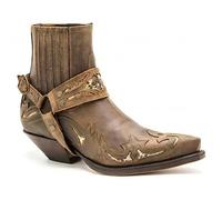 RUMITY Botas de cuero de punta de moda retro Pu botas de caballero con tirantes de cuero impermeables botas de moda, 38-48(Caqui,44)