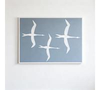 Rumlly Bandada de Pájaros: Cuadro de pared azul claro, póster de gran formato. Impresión en lienzo minimalista moderna para decoración de pared (60 x 80 cm/sin marco).