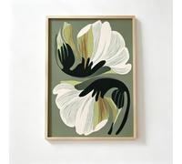 Rumlly Cuadros modernos en lienzo botánicos, impresión floral abstracta minimalista, póster natural verde-beige para decoración del hogar (60 x 80 cm, sin marco)