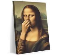 Rumlly Divertida impresión sobre lienzo de Mona Lisa, para el baño, decoración de pared con nariz que se pellizca, humor, divertido, arte de aseo, póster vintage y peculiar (80 x 120 cm/lienzo)