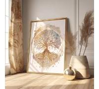 Rumlly Póster de religión de budismo bohemio e impresiones de árbol de la vida, lienzo para pared, decoración del hogar, sala de estar (50 x 70 cm, sin marco)