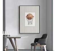 Rumlly Póster deportivo vintage de rayas de baloncesto, lienzo para habitación infantil, decoración de pared para dormitorio y hogar (50 x 70 cm, sin marco)
