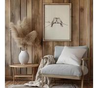Rumlly - Póster retro que representa inseparables encaramados en una rama, una pintura animal minimalista con una estética ordenada para la sala de estar (60 x 90 cm/lienzo estirado sobre chasis)