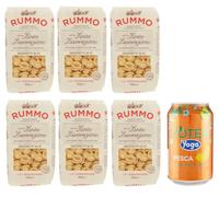 Rummo Pasta Orecchiette N°87 - Lote de 6 fideos italianos de sémola de trigo duro, 500 g + 1 paquete de té helado para yoga, melocotón, lata de 330 ml