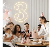RUMONZS Número de luz LED acrílica, letras decorativas transparentes iluminadas alimentadas por USB, luz de números grandes para cumpleaños, luz nocturna, fiesta, aniversario, Navidad, decoración del