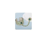Rumtock Pulsera de mano con cuentas de cristal verde esmeralda exótica con anillo de dedo para mujeres y niñas, joyería para ocasiones especiales, Cristal, Esmeralda