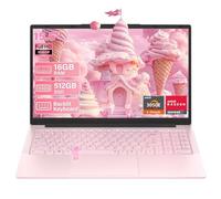 Rumtuk Ordenador portátil rosa de 15.6 pulgadas con 16 GB de RAM y 512 GB SSD, AMD Athlon Silver 3050E, pantalla IPS FHD, KB retroiluminada, huella dactilar, obturador de privacidad de cámara web