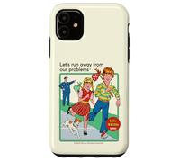 Run Away From Our Problems Sarcastic Retro Funny Adult Humor Carcasa para iPhone 11