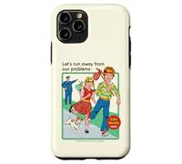 Run Away From Our Problems Sarcastic Retro Funny Adult Humor Carcasa para iPhone 11 Pro