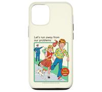 Run Away From Our Problems Sarcastic Retro Funny Adult Humor Carcasa para iPhone 12/12 Pro