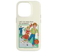 Run Away From Our Problems Sarcastic Retro Funny Adult Humor Carcasa para iPhone 14 Pro